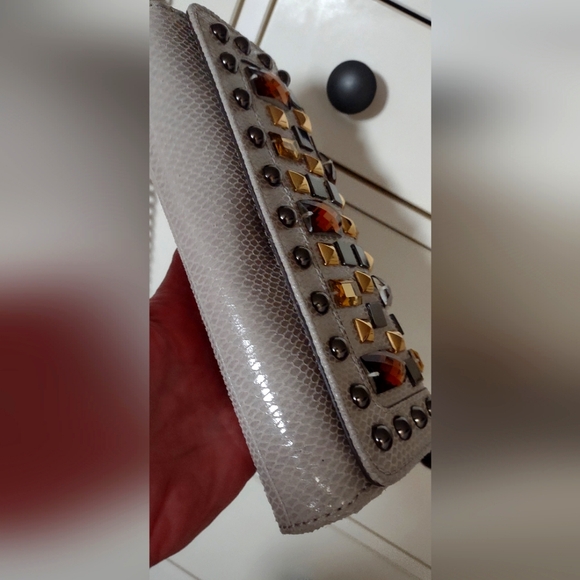 Hype blue gray long gemstone clutch,1 inside pocket.fits phones + - Picture 8 of 8